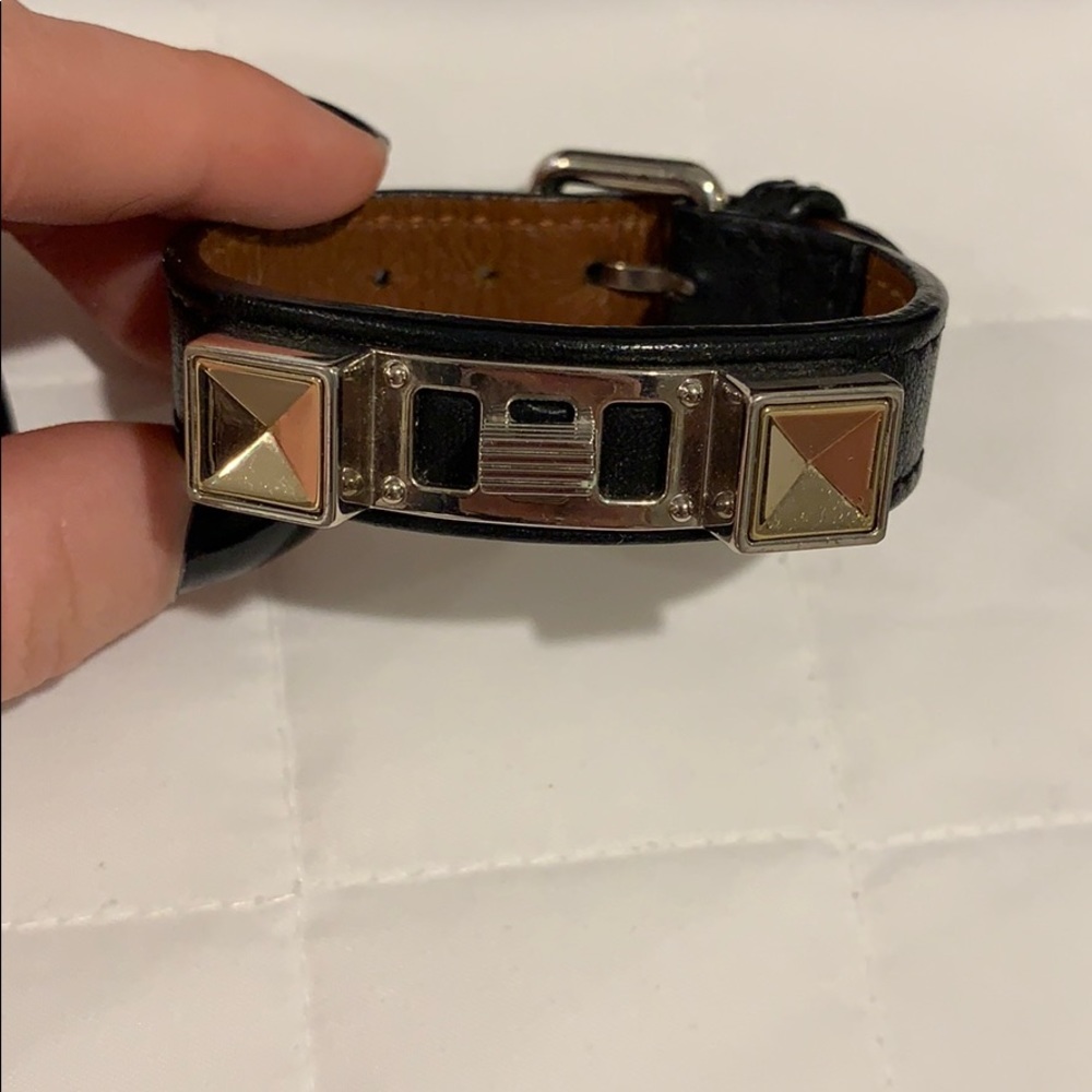 PS11 leather and silver-tone bracelet